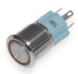 Кнопка антивандальная GQ16F-11E/N желтая подсветка 12V AC/DC