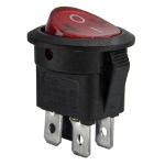 Key switch KCD1-224/4P backlit ON-OFF round 4pin red