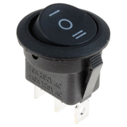 Key switch KCD1-103-8 ON-OFF-ON 3pin black, copper