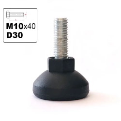 Adjustable support leg D30 M10x40 black
