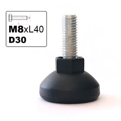 Adjustable support leg D30 M8x40mm black