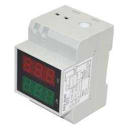  Volt-Ammeter for DIN rail  D52-2042 [LED, 80-300V, 200A, external trans.]