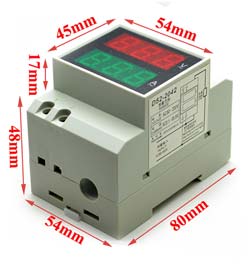 Вольт-Амперметр на DIN-рейку D52-2042  [LED, 80-300v, 200a, зовнішній транс.]