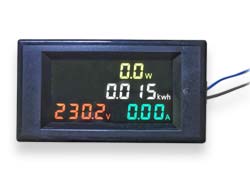  Panel Volt-Ammeter  D60-2049 [BLACK, Color LCD, 300V, 100A AC]