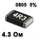 SMD resistor<gtran/> 4.3R 0805 5%