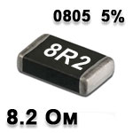 SMD resistor<gtran/> 8.2R 0805 5%