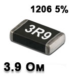 SMD resistor<gtran/> 3.9R 1206 5%
