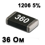 SMD resistor<gtran/> 36R 1206 5%