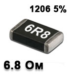 SMD resistor<gtran/> 6.8R 1206 5%