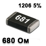 SMD resistor<gtran/> 680R 1206 5%
