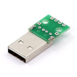 Плата печатная с разъемом USB 2.0 type A male to DIP