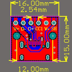 Плата друкована з роз'ємом USB Type-C female 6 pin