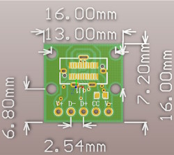 Плата друкована з роз'ємом USB Type-C male 5 pin vertical