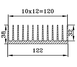 Радиатор алюминиевый Ш122 Х 38  8.2 см ± 3 мм