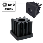 Plug for square pipe 40x40mm internal reinforced with M10 thread, black
