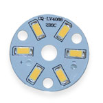 Mounting plate assembly  LED lamp 3W, 6pcs 5730, 32mm dia, warm light