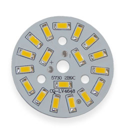 Mounting plate assembly  LED lamp 9W, 18pcs 5730, 50mm dia, warm light
