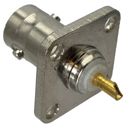 Connector BNC female on housing with flange 18*18mm