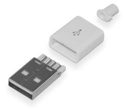 Вилка USB тип A на кабель в корпусі біла