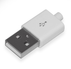 Вилка USB тип A на кабель в корпусе белая
