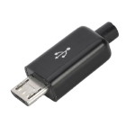 Вилка USB-Micro в корпусе на кабель черная