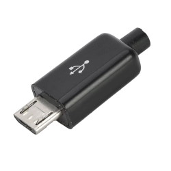 Вилка USB-Micro в корпусі на кабель чорна
