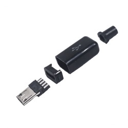 Вилка USB-Micro в корпусе на кабель черная