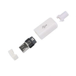Вилка USB-Micro в корпусе на кабель белая ver. 2