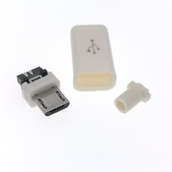 Вилка USB-Micro в корпусе на кабель белая ver. 2
