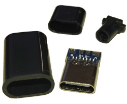 Гнездо USB Type-C 4pin на кабель черная CN-01-08