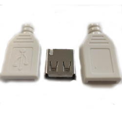 Гніздо USB тип A на кабель в корпусе белое тип1