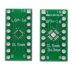 Printed circuit board adapter LGA16/QFN16-DIP16 pitch 0.5mm