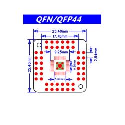 Printed circuit board adapter QFN44/48-DIP pitch 0.5mm