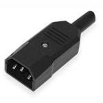 Mains plug C14 for cable (steel)