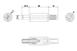 Power plug 4.0/1.7mm L = 10.5mm HM-073 plastic