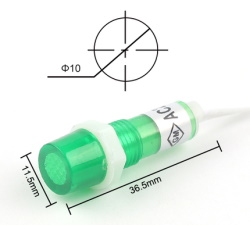 Сигнальний індикатор XDN1-C-LED L=150mm 220VAC Зелений