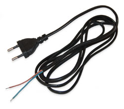 Power cable without connector 2x0.38mm2 CCA 1.5m black