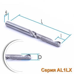 Single-flute spiral cutter DJTOL ACL1LX3.1.503 L = 3mm/D = 1.5/shank 3.175mm