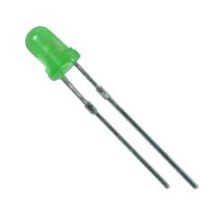 Светодиод 3мм Зеленый матовый 250 mcd, 20mA, 30 deg, 2,2V 80mW